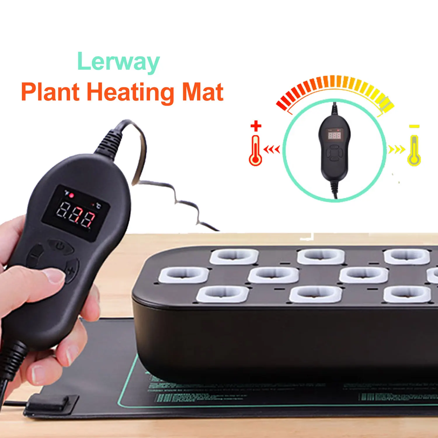 LERWAY Indoor Garden Seedling Heating Mat IP67 Waterproof Hydroponics Cultivation Fish Tank Heating Pad with Thermostat EU Plug