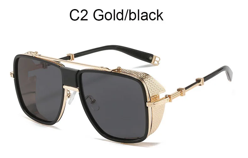 AOZE2022 Fashion h Six Limited Edition Style SteamPunk Sunglasses Men Cool Vintage Side Shield Brand Design Sun Glasses_voghion.com