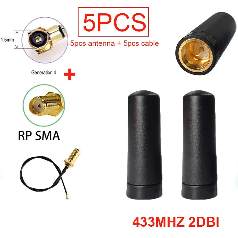 GWS 5PCS LOT 433mhz antenna mini 2dbi sma male FOR lora antene and pigtail extenal cable for RF IOT module for lorawan