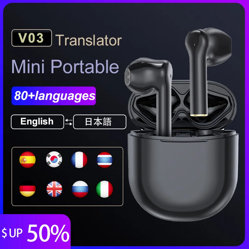 80 Languages TWS Bluetooth Headset Translator Translation Headset