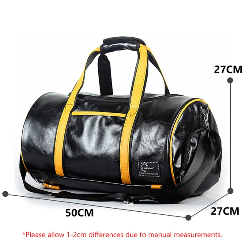 Multi-functional Leather Gym Bag With Shoes Storage Dry Wet Separation Shoulder Messenger Bags Men's Fitness Sports Bag XA832D