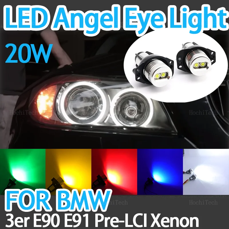 For BMW E90 E91 LCI with Halogen Headlamps 20W Angel Eyes Halo