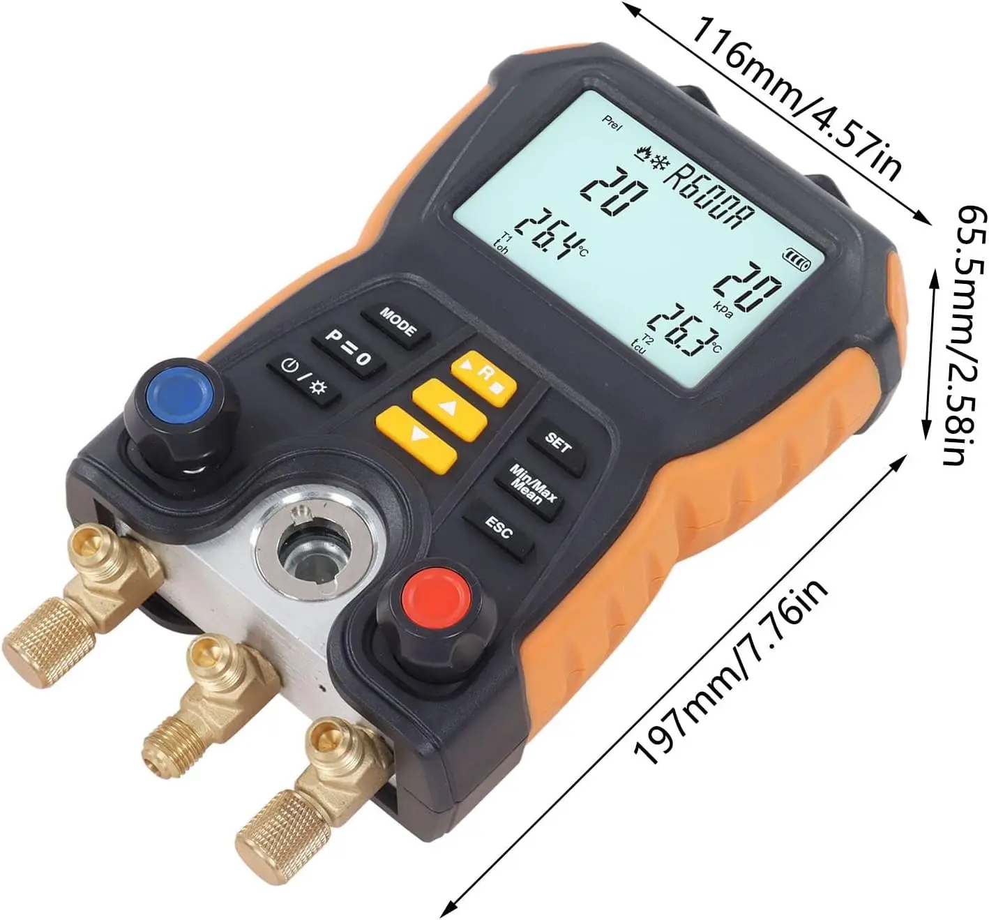 HTI New HT-750 Digital Pressure Gauge Refrigeration Vacuum Manifold Tester Refr