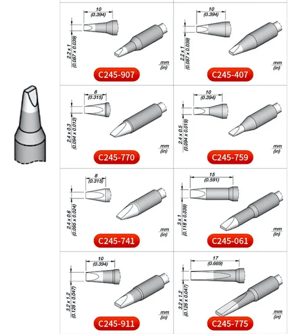JBC C245957 Punta Per Saldatore T245 - Cartuccia Con Riscaldamento Integrato, Per Saldatura Generale E SMD - 2