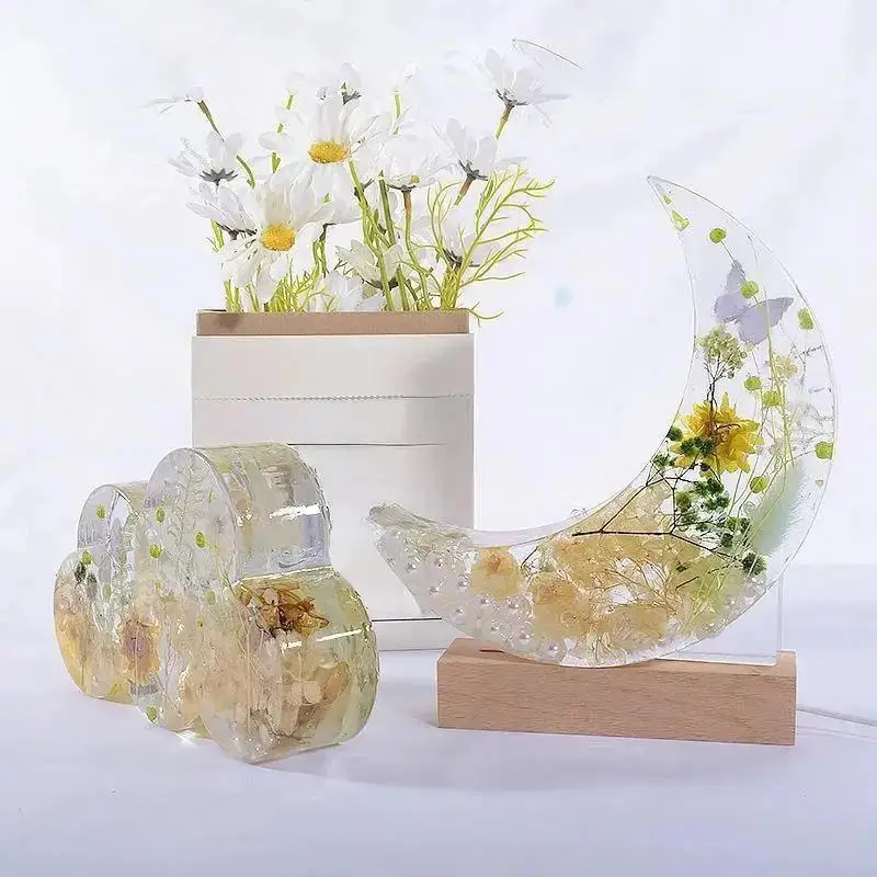 New 4 Style Large Bookend Resin Mold Moon Pentagram Cloud Christmas Tree Ornament Specimen Silicone Mold For Home Decor Gifts