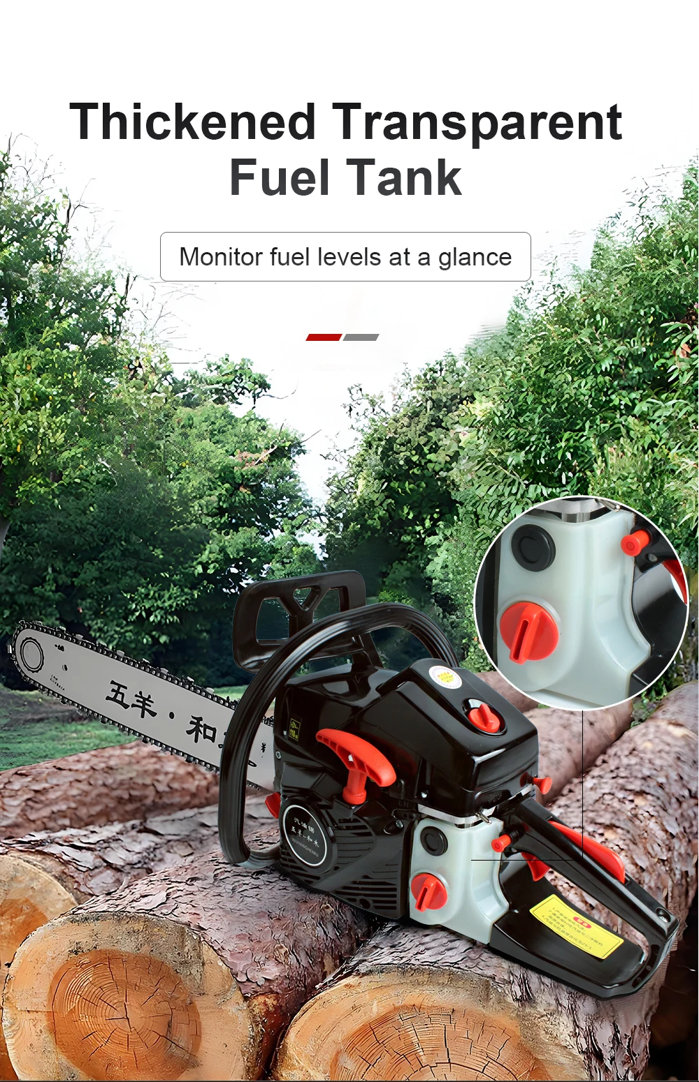 4800W Gasoline Chain Saw Handheld Gasoline Logging Saw Chainsaw High Power Gasol