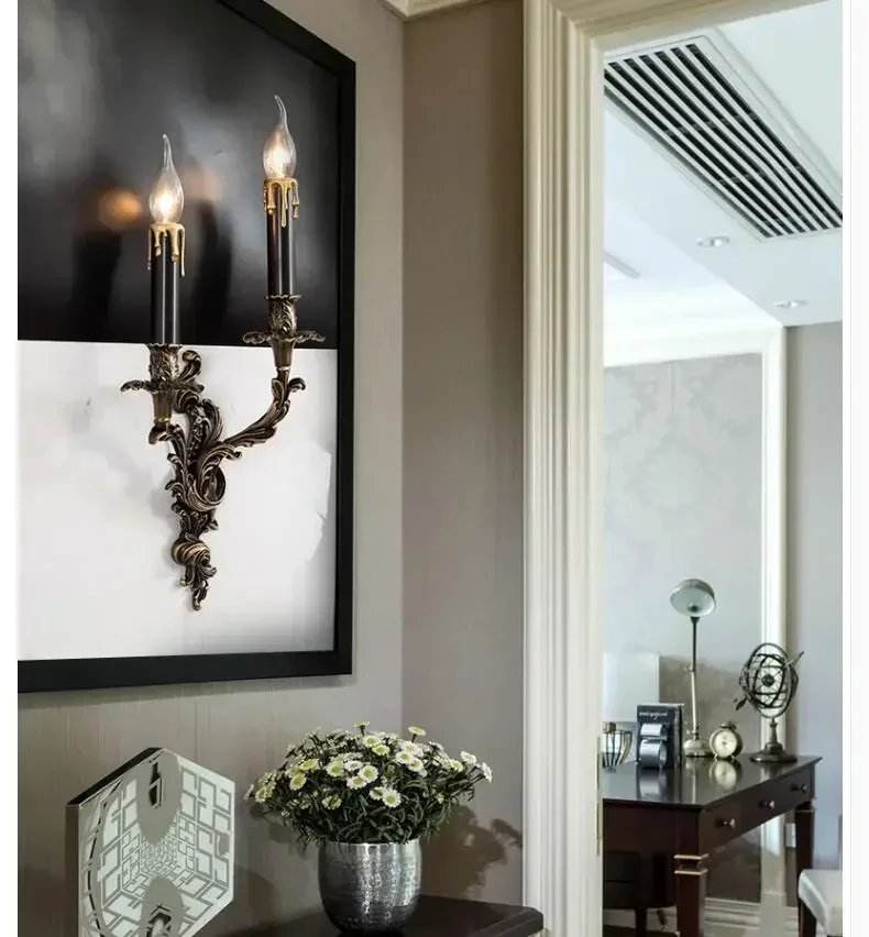 Description Picture 3 of itemFrench copper candle wall lamp hotel palace villa retro wall lamp indoor bedroom bedside