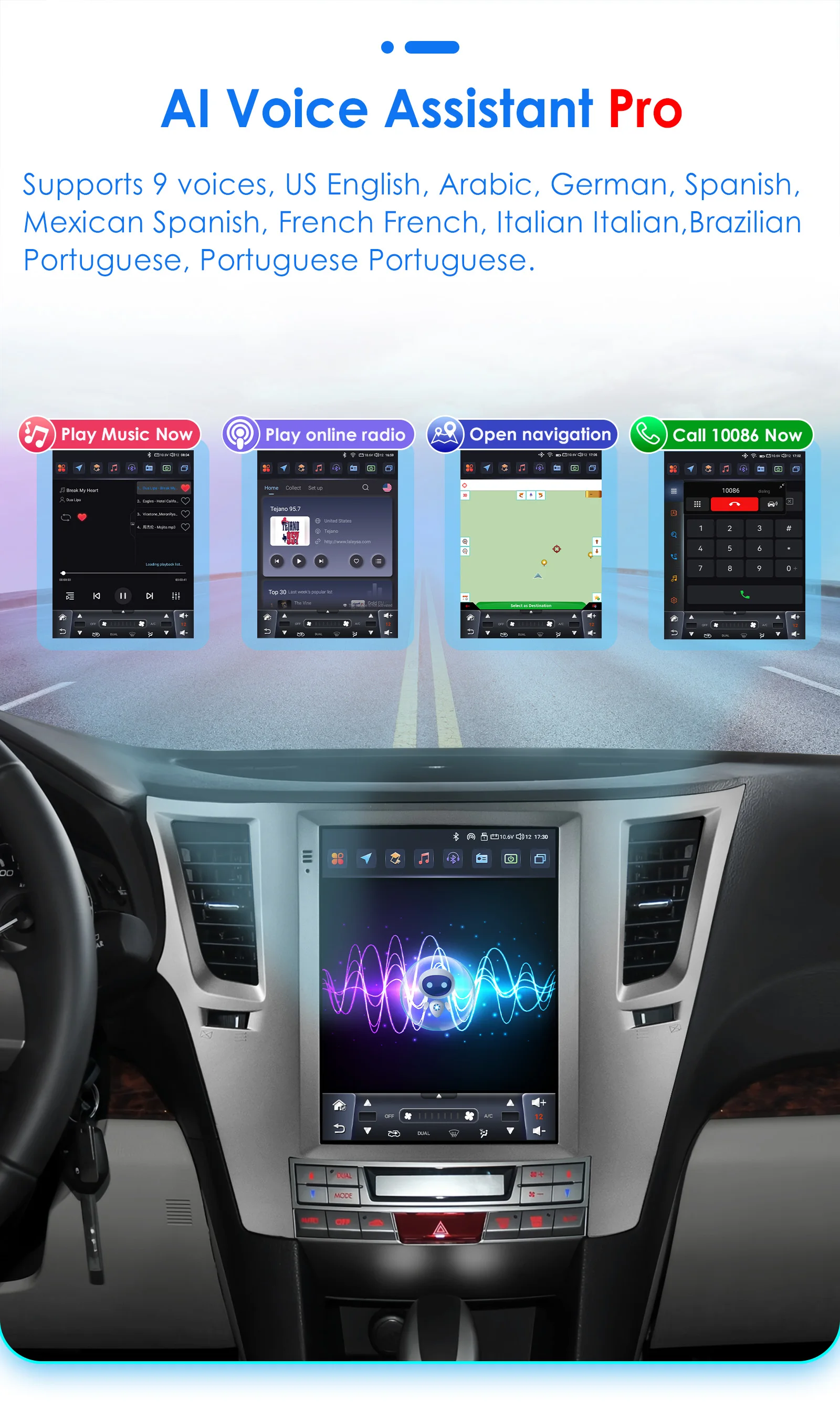 9.7inch 2 DIN Android 13 Car Radio for Subaru Outback Impreza Legacy 2009-2014 Multimedia Stereo Vertical Screen Carplay 360Cam
