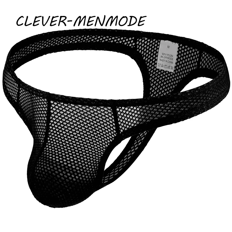 Men's Sexy Mesh See-Through Transparent Thong Jockstrap T Back Lingerie G-String Hollow Breathable Mini Micro Brazilian Panties