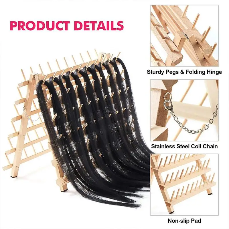 

120 Spool Sewing Thread Holder Embroidery Spool Rack Folding Rope Durable Sewing Thread Storage for Knotless Box Braids Tailors