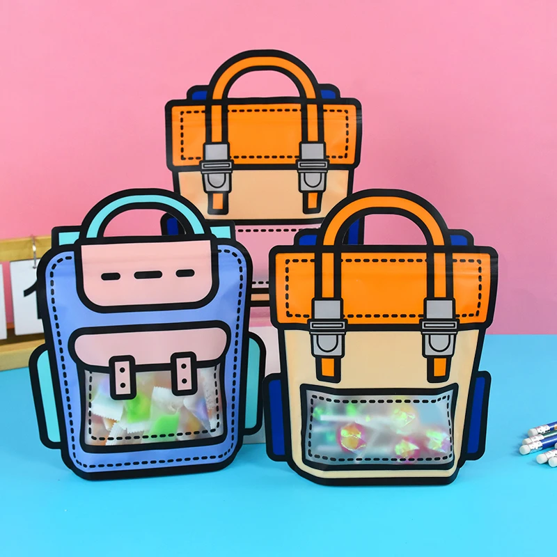 

10pcs Creative Backpack Shaped Gift Packaging Bags Cartoon Candy Snack Sealing Bags Wedding Birthday Party Decorations
