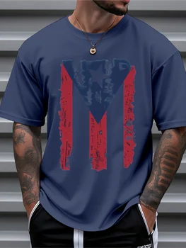 T Shirt For Man 100% Cotton Summer Puerto Rico flag Print 1