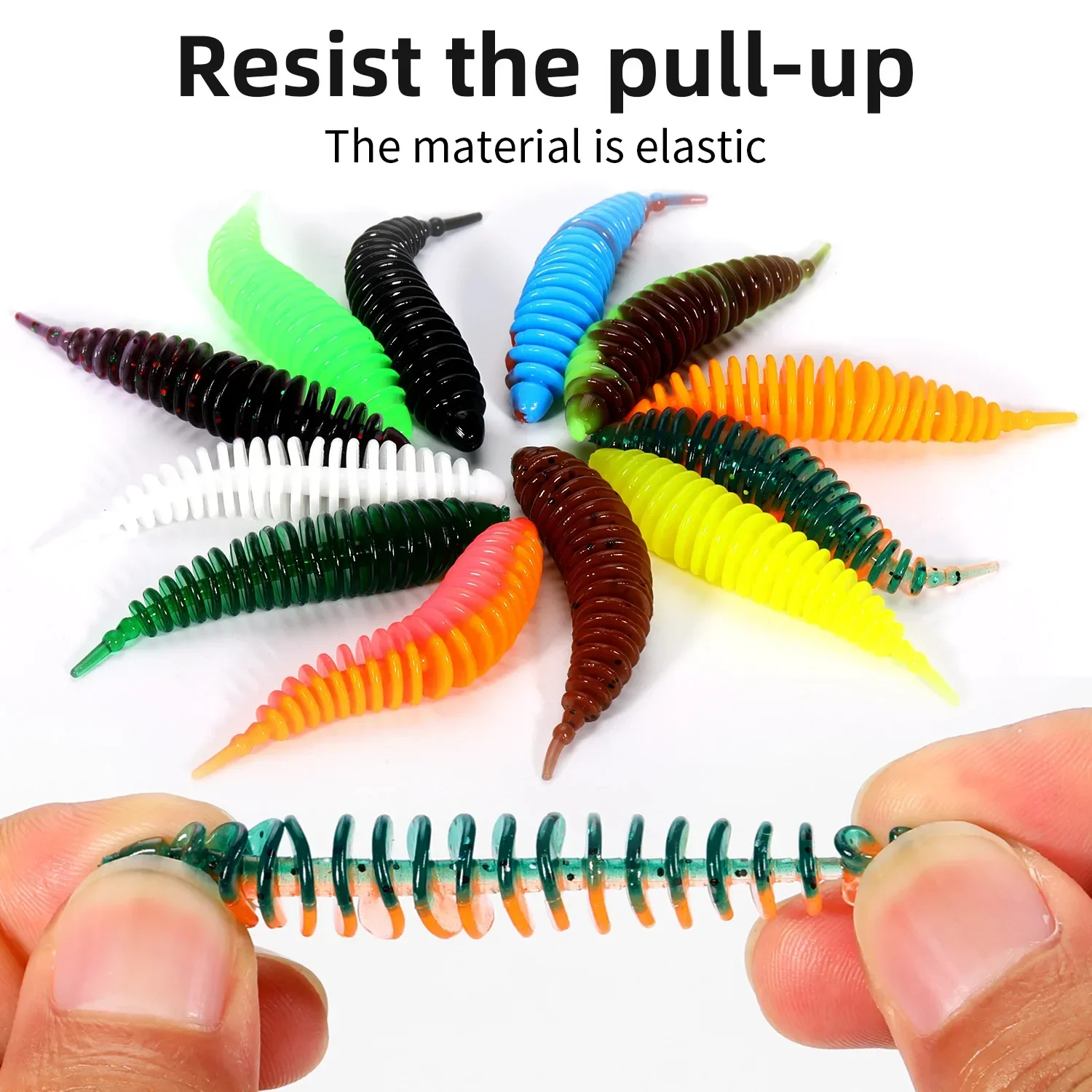 Sougayilang New 20pcs Fishing Tiny Worm Bait Lure Tanta 40mm 60mm 0.4g 2g Leurre Peche Squid Fishing Tackle Bass Pike 5