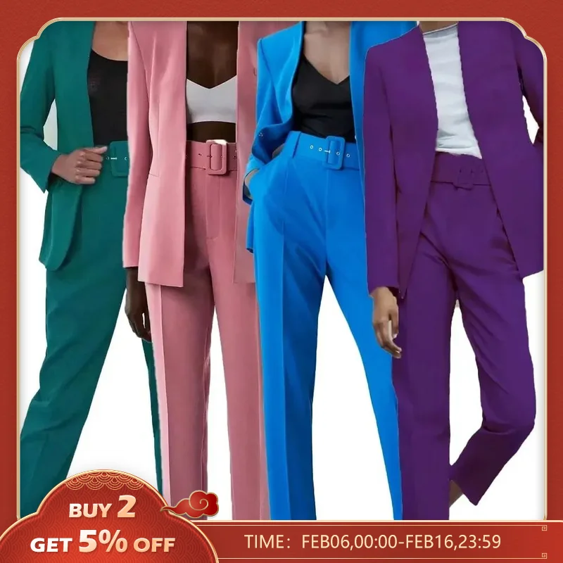 BMUEHMZA abrigo de traje de oficina para mujer, pantalones de cintura alta, Color sólido, Simple y a la moda, superventas, nuevo