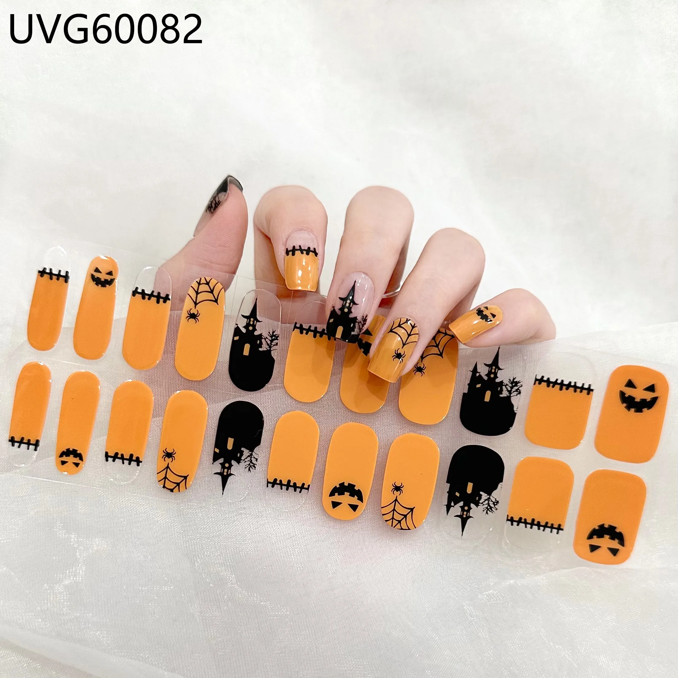 24StrokesUVSemiCuringGelNailStickerNailGlitterFoilFullSet