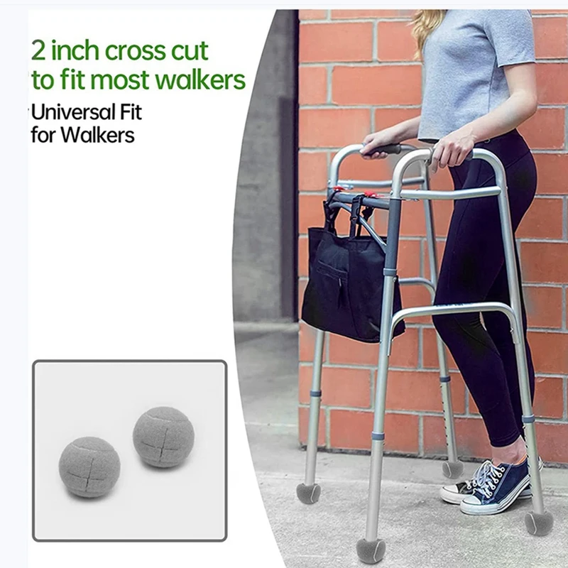 10 PCS Precut Walker Tennis Ball For Furniture Legs And Floor Protection, Heavy Duty Long Lasting Felt Pad Covering,Grey