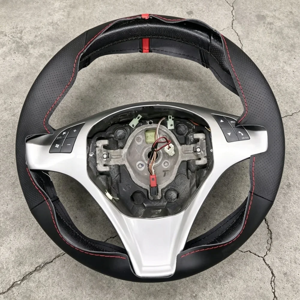 Premium Handcrafted Black Leather Steering Wheel Cover - Elegant Car Interior Accessory