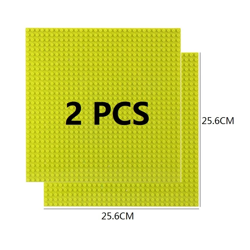 Set of 2 Classic Building Baseplates - Large Plastic Construction Block Bases