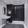 Frameless Shower Door Brushed Nickel Complete Shower Kit Water Repellent Sliding Glass Panel Bottom Seal Strip Parts 2