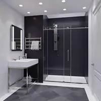 Frameless Shower Door Brushed Nickel Complete Shower Kit Water Repellent Sliding Glass Panel Bottom Seal Strip Parts 2