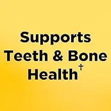 yellow text black background reading, supports teeth; bone health