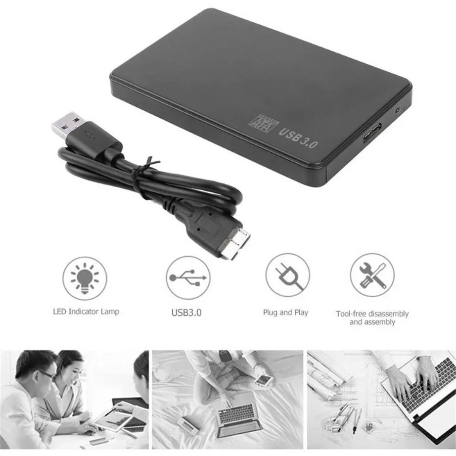 Hard Drive Enclosure 2.5 inch HDD SSD Case USB 3.0 to SATA Hard Disk Box 5Gbps SD Disk Case HDD External Hard Drive Enclosure for Notebook Desktop PC