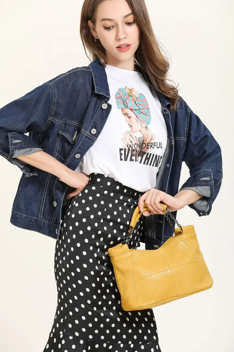Fashion Top Grain Genuine Leather Women Handbags Girl Lady Shoulder Messenger Bags Female Tote M8920