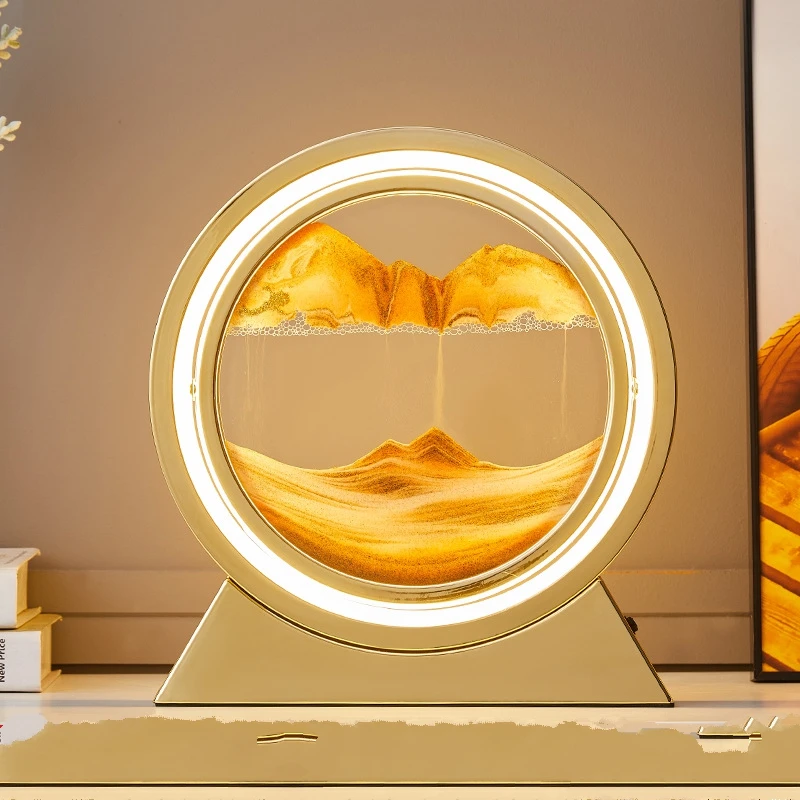 

3D Hourglass Creative Quicksand Table Lamp Moving Sand Art Picture Deep Sea Sandscape In Motion Display Flowing Sand Home Decor