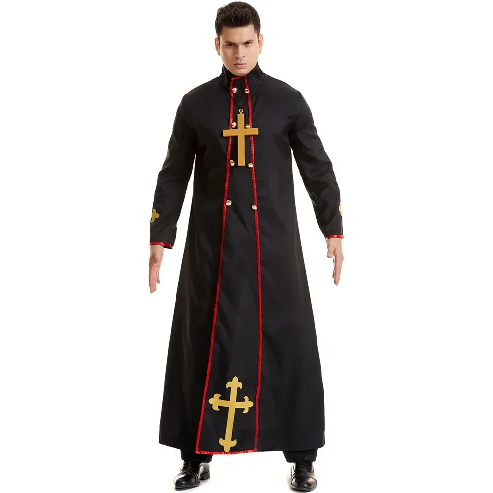 

Easter Purim Halloween Costume for Men Evil Father Priest Costumes Medieval Pastor Horror Monk Wizard Cosplay