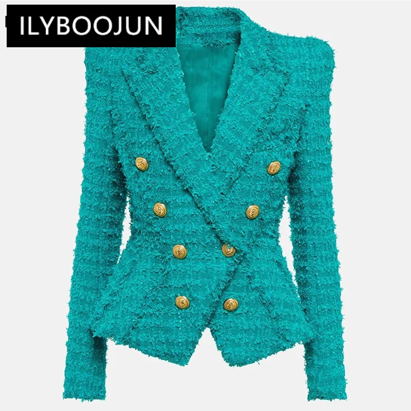 

Autumn Winter Thick Woven Fabric Luxury Women Tweed Street Blazers Bodycon Design Fresh Color Eye-catching Jackets