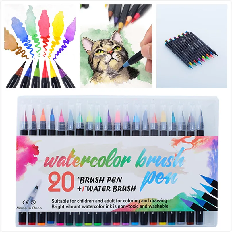 

20/72 Colors Watercolor Brush Pens Art Marker Pens for School Supplies Stationery Drawing Coloring Books Manga Comic Calligraphy