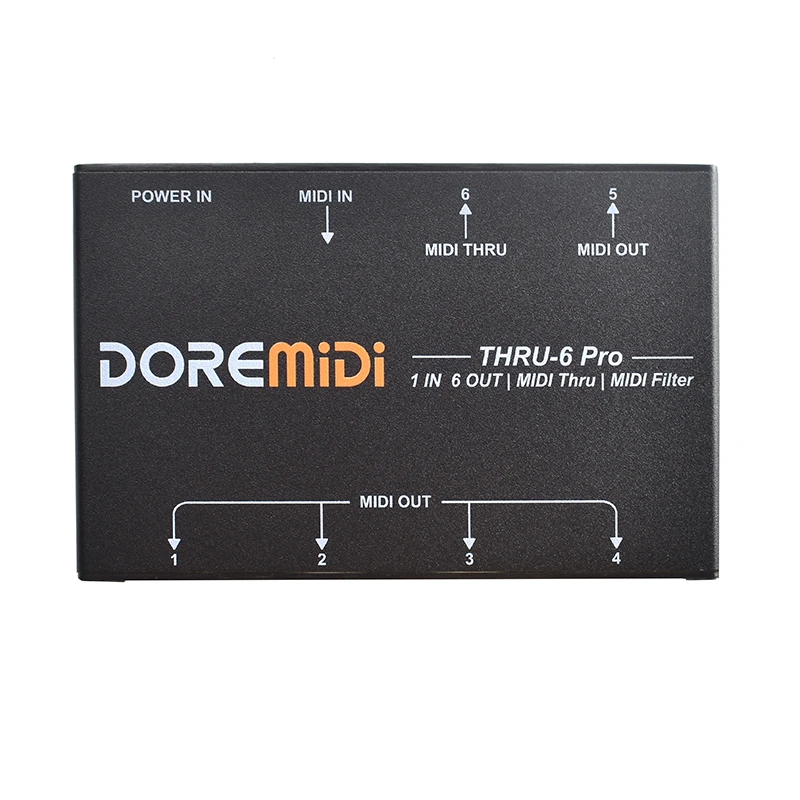 Midi host box DOREMiDi MIDI THRU-6 Pro Box MIDI Splitter + Filter Be Used To Convert 1 Input Into 6 Outputs + USB Output