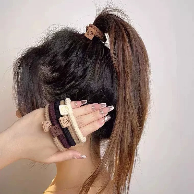 Fünffarbiges Set Plüsch Zöpfe Kleiner Haarring Kopfbedeckung Einfaches Gummiband Weibliches Haargummi Hohe Elastizität Langlebiges Kopfseil – Detail 6