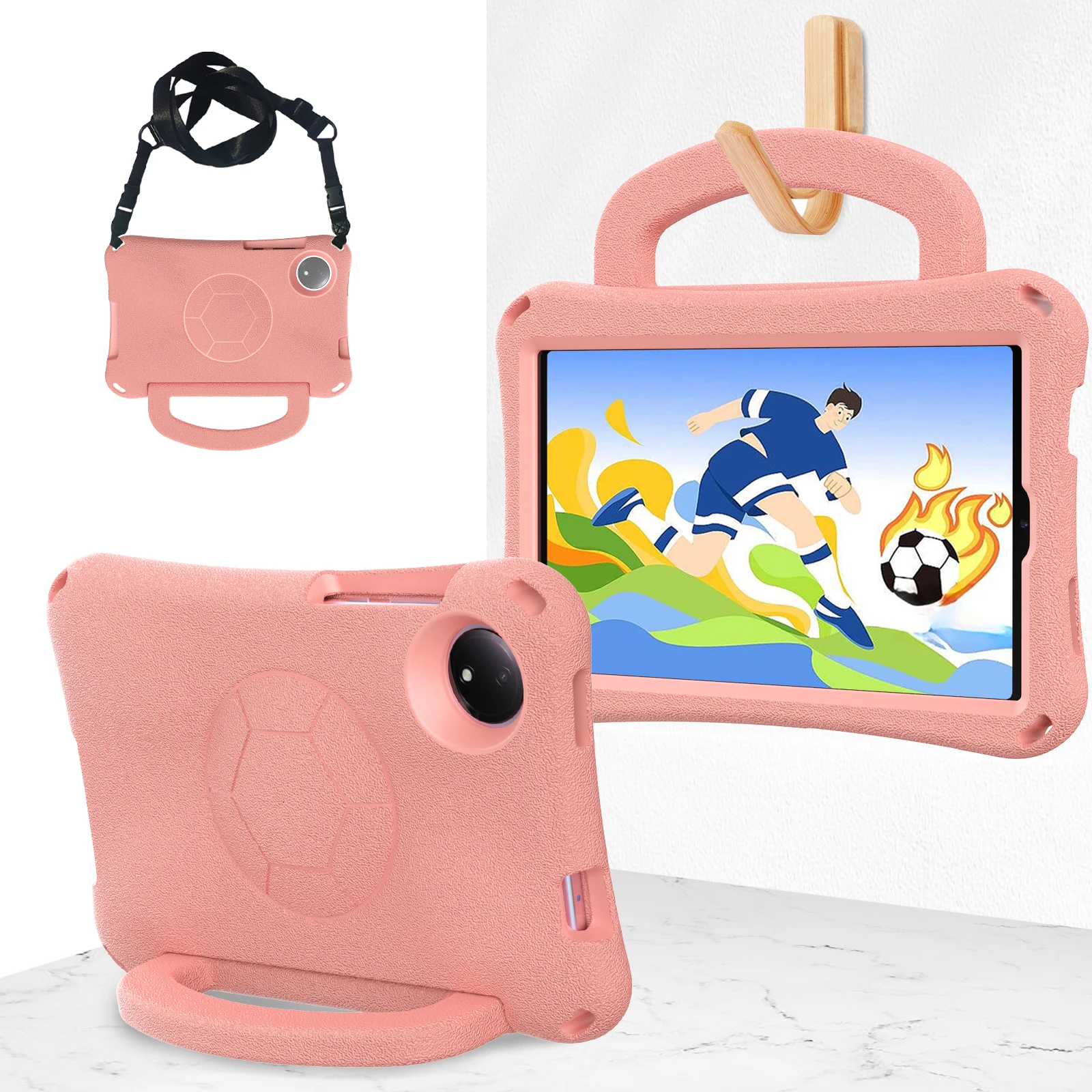 Durable EVA Football-Themed Tablet Stand Case, Rugged Protective Cover