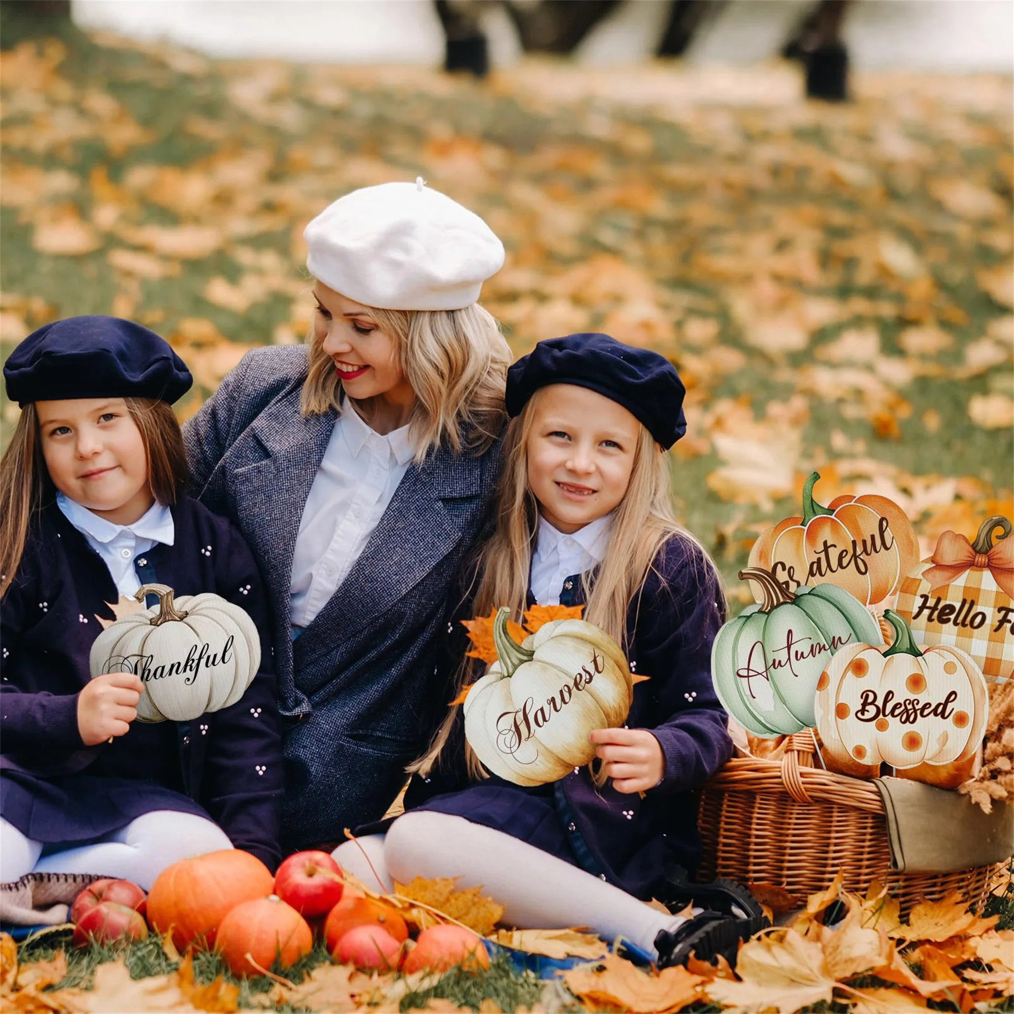 6 Pcs Large Pumpkin Christmas Tree Picks Creative Thanksgiving Tree Ornaments for Festive Home Theme Party