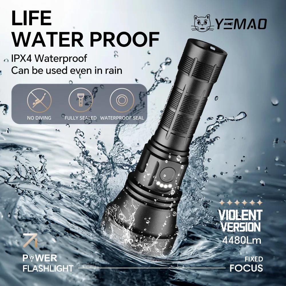 Super Bright Portable 4480LM YEMAO 98KProMax Flashlight With 6
