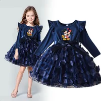 Mickey Minnie automne fille robe 3D papillon robes décontractées enfants anniversaire princesse robe à manches longues bébé filles vêtements 2-6Y 3