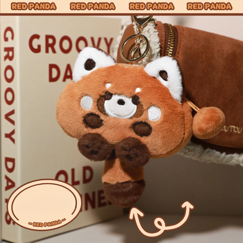 Cartoon Red Panda Plush Doll Keychain with AirPods Storage Bag Original Design Cute Toy Keychain for School Bag Pendant 2024 New d8 business keychain design 32g voice recorder noise reduction voice activated recording device