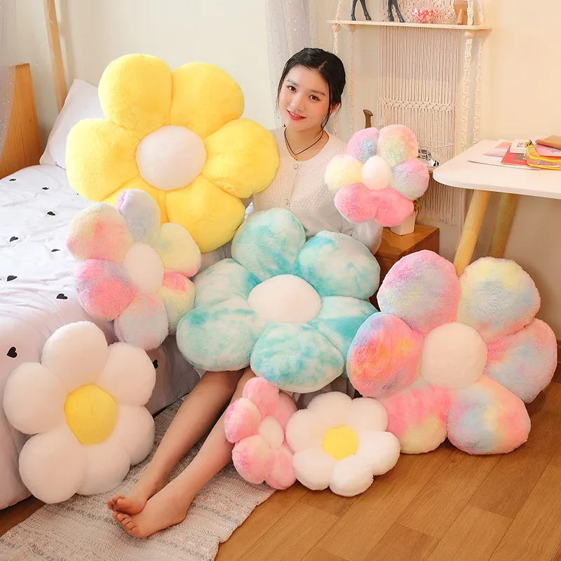 Colorful Flower Plush Pillow Cushion Soft Plant Mat Stuffed For Sofa Bed Sleeping Back Cushion Just6F