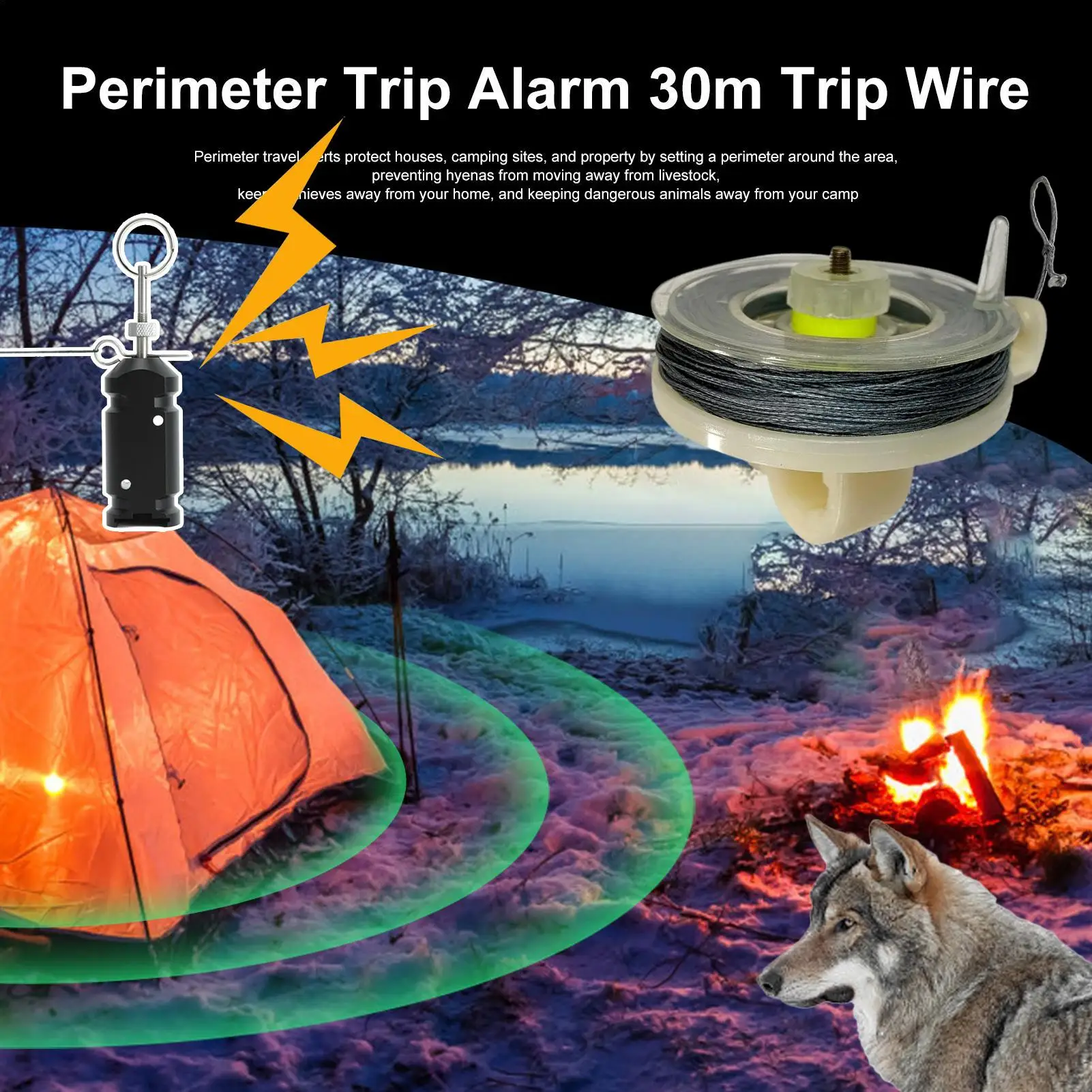1Pc Trip Wire on Reusable Reel 85ft Trip Wire for Perimeter Trip Alarm 12 Gauge and Trip Wire Alarm for Camping Barn Campground