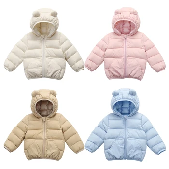 Winter Warm Padded Jacket Coats for Baby Kids Boys Girls Autumn Children Bear Ears Parkas with Pocket Insulated Outerwear