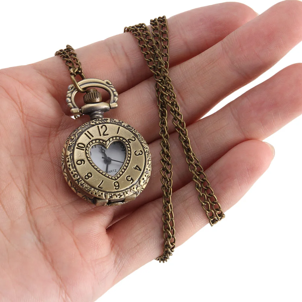 Pocket Watch Quartz Watch Chain Heart Watches LL@17