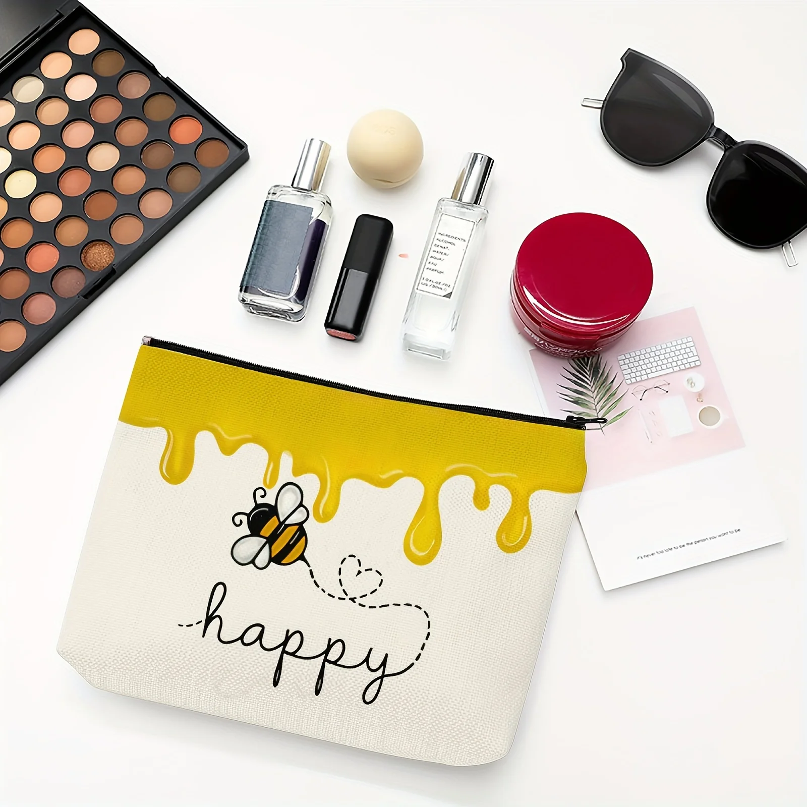 Cute Bee Cosmetic Bag for Women  Durable, Zippered, Everyday & Travel Pouch, Perfect for Gifts 3