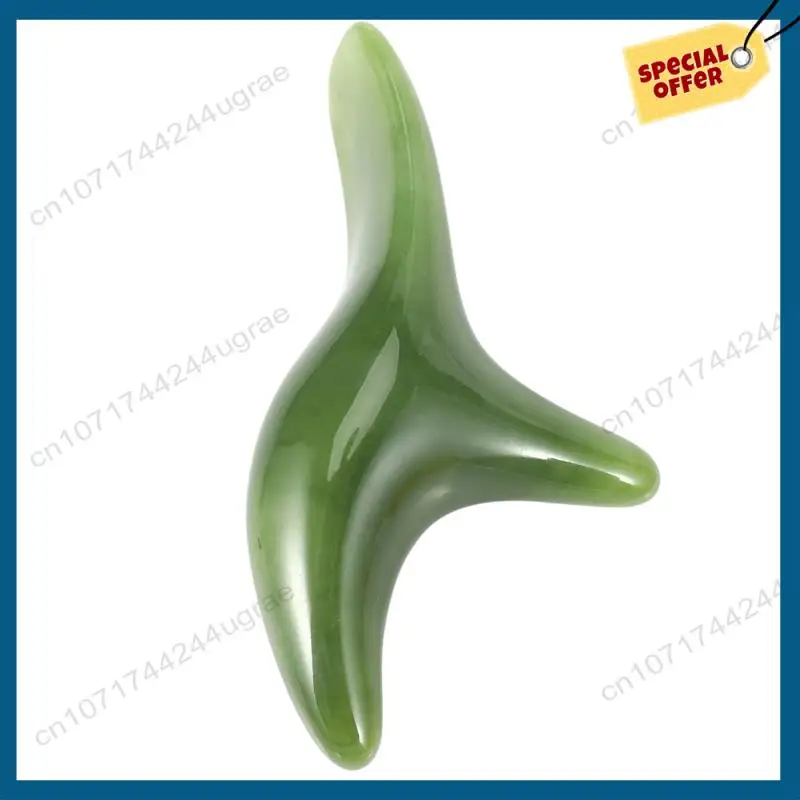 -A15I 4X 천연 녹색 밀랍 옥 얼굴 Gua Sha 트리플 코너 마사지 보드 막대 바디 발 경혈 스틱 건강 도구