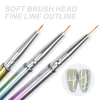 (6mm/8mm/10mm)Nail Art Liner Brushes 3Pcs UV Gel Painting Nail Art Design Brush Gradient Metal Hand Lever Nail Drawing Pen Set 1