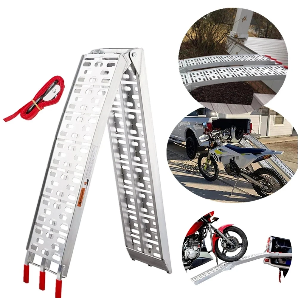 цена 1PC Aluminum Ladder ATV for Pickup Trucks 7.5 FT Aluminum Portable Ramps 750 Lbs Capacity Scrambling Motorcycle Ladder Aluminum