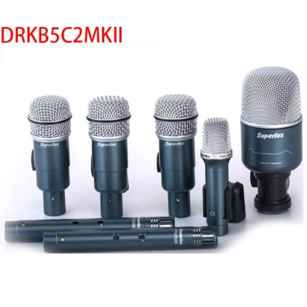 Superlux-DRKB5C2 MKII 녹음 레벨 드럼 세트, 드럼 마이크 키트, 고품질 라디오 마이크 7 세트
