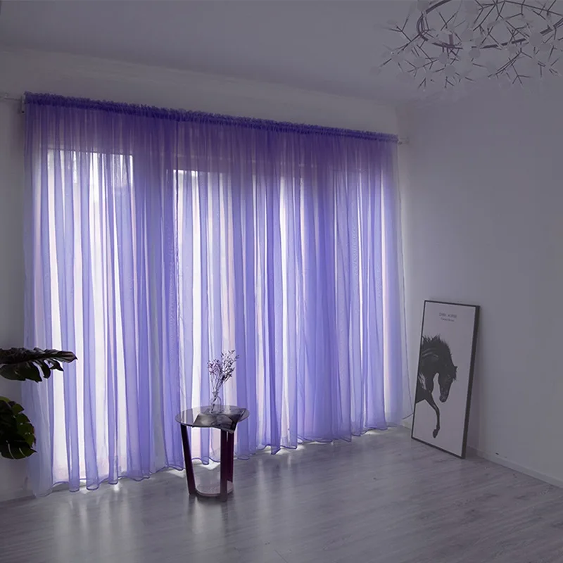 Description Picture 4 of item100x200cm 1PC Solid Color Sheer Curtain For Living Room Window String Curtains Bedroom Drape Panel Tulle Treatments