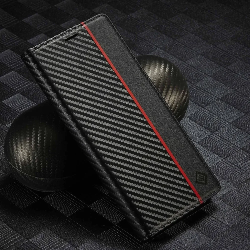 Premium Carbon Fiber Leather Magnetic Wallet Phone Case Cover