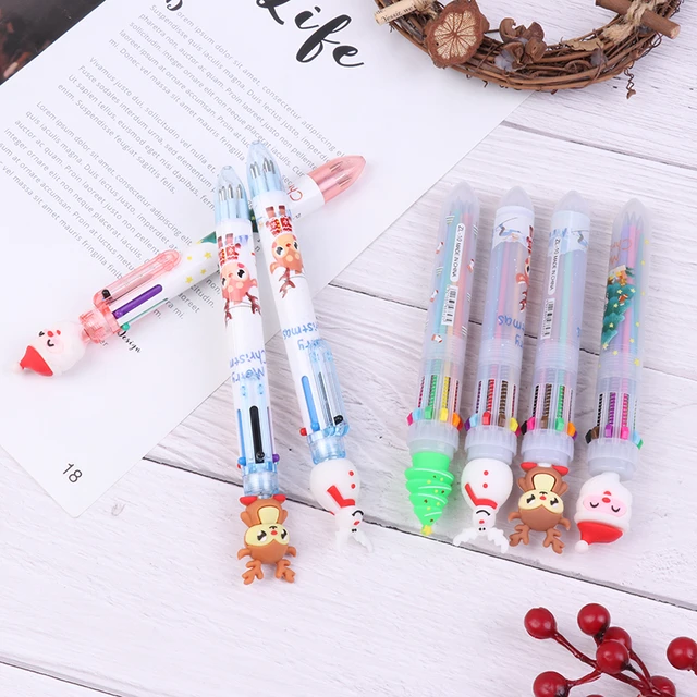 Creative Cute Ballpoint Pen 10-Color Press-Action Cartoon Multi-Color Pen  Student Marker Focus Handbook Writing Decorative Pen - China Christmas  Water Pen, Christmas Children's Gifts